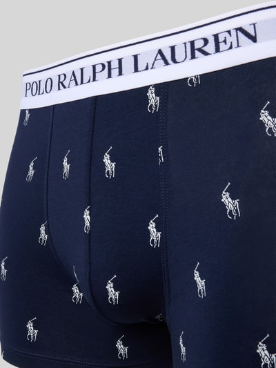 Produktfoto, Trunks aus Baumwoll-Mix Modell 'CLSSIC TRUNK-3 PACK' von Polo Ralph Lauren in Dunkelblau mit weißen Logo-Details, Kontext: Herren Pant & Trunk von Polo Ralph Lauren Underwear