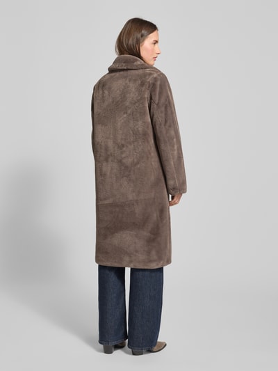 VILA Regular fit lange jas van imitatiebont, model 'Emmela' Taupe - 5