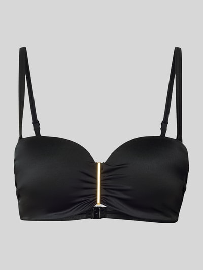 Produktfoto, Balconette Bikini mit wattierten Cups Modell 'TOGO MAGO' von DORINA, Schwarz, glatte Textur, Stretch-Material, goldener Akzent vorn