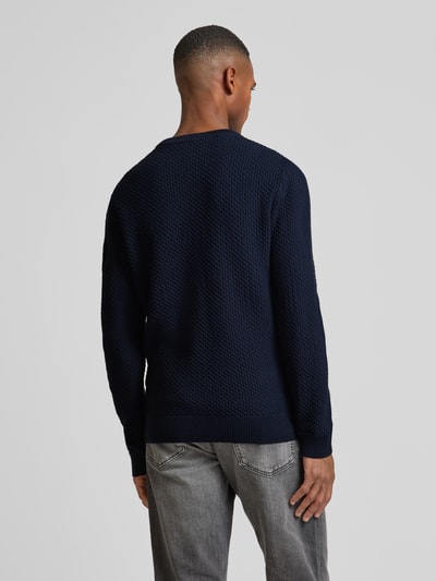 Tom Tailor Regular Fit Strickpullover aus reiner Baumwolle mit Strickmuster Marine 5