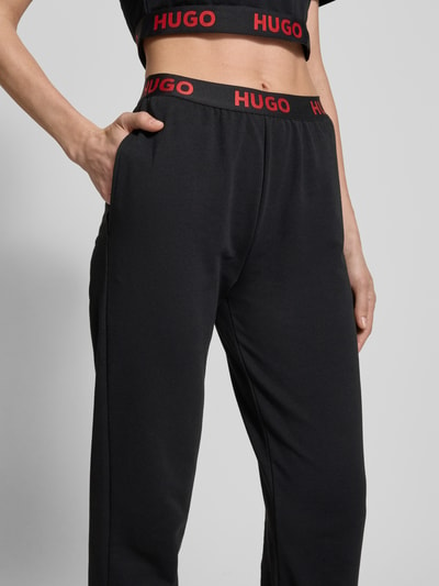 HUGO Relaxed Fit Sweatpants mit elastischem Label-Bund Modell 'SPORTY' Black 3