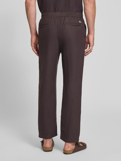 Lacoste Straight Leg Stoffhose aus Leinen-Mix Schoko 5