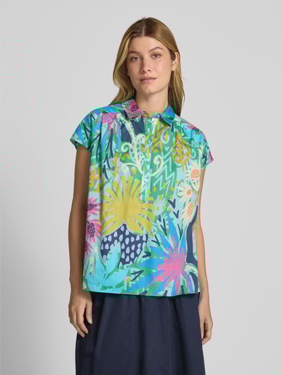 Milano Italy Bluzka o kroju regular fit z krótkim rękawem Zielony 4