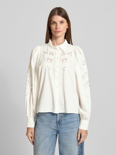 YAS Relaxed fit blouse met borduursel, model 'ZIMIA' Wit - 4