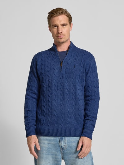 Polo Ralph Lauren Gebreide pullover van een mix van katoen en kasjmier met opstaande kraag Donkerblauw - 4