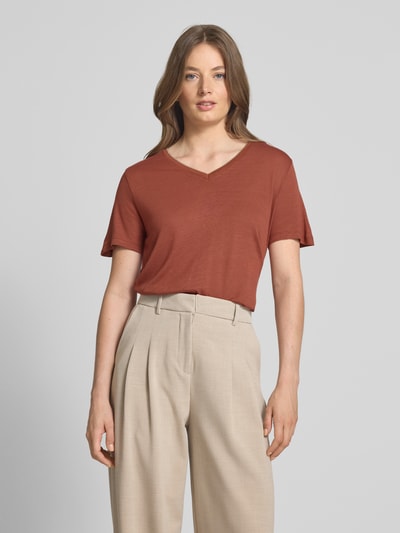 Soyaconcept T-Shirt aus Leinen-Viskose-Mix Modell 'EMEL' Rostrot 4