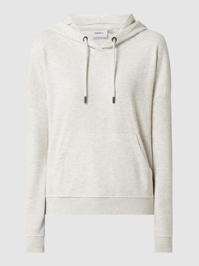 Only Hoodie van een mix van katoen en viscose, model 'Feel' Lichtgrijs gemêleerd - 2