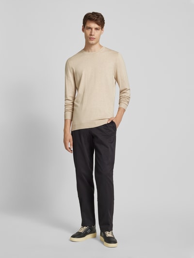 Hiltl Slim fit chino met persplooien, model 'PEAKER' Zwart - 1