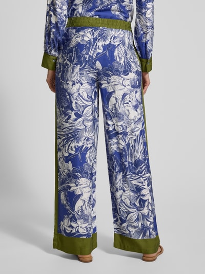 Emily Van den Bergh Wide fit stoffen broek met elastische band Blauw - 5