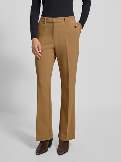 Gant Flared stoffen broek met persplooien Zand - 4