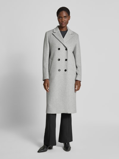 Christian Berg Woman Selection Regular fit lange jas met wol Lichtgrijs gemêleerd - 4