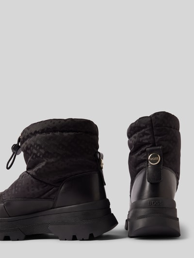 BOSS Snowboots van leer met tunnelkoord, model 'Foster' Zwart - 2