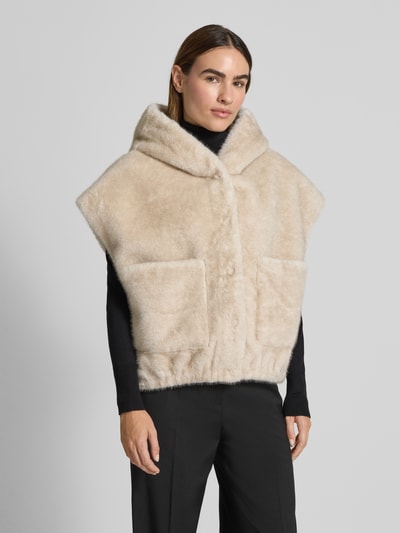 Hemisphere Regular fit gilet van imitatiebont met capuchon Beige - 4