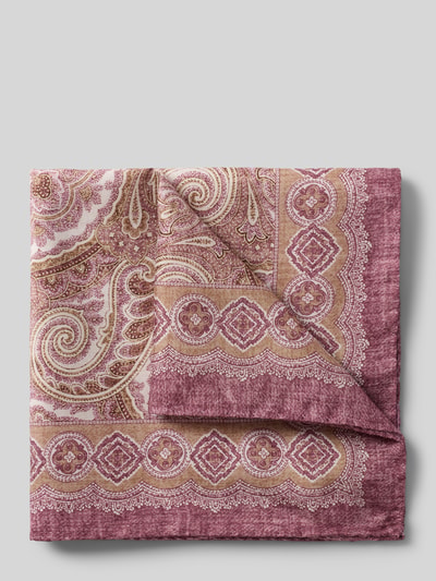 Produktfoto, Einstecktuch mit Seiden-Anteil Modell 'Paisley' von Verugia für Herren aus Baumwoll-Mix, rechteckige Passform, Allover-Paisley-Print in Rot-Beige mit feiner, weicher Textur