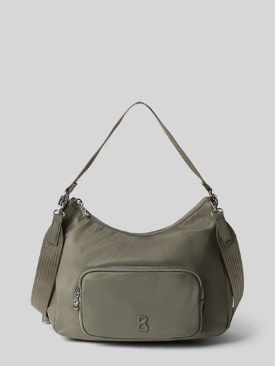 Produktfoto, Handtasche mit Label-Detail von BOGNER in Oliv, Hauptfach mit Reißverschluss, Tragehenkel, Schulterriemen, Maße 30x27x10 cm, Länge Schulterriemen 44 cm