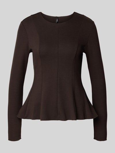 Only Shaped fit shirt met lange mouwen van viscosemix, model 'KENYA' Chocoladebruin - 2