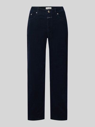 Produktfoto, dunkelblaue Straight Fit Jeans in Cord-Optik Modell 'Milo' von Closed, elastischer Baumwoll-Mix, sichtbare 5-Pocket-Details