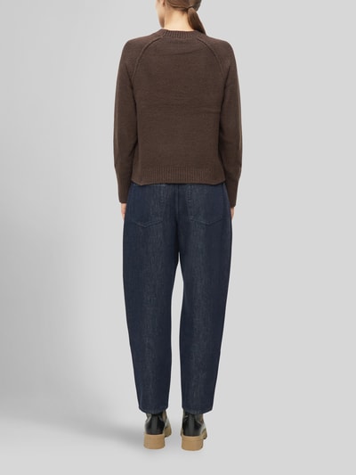 s.Oliver RED LABEL Pullover mit gerippten Bündchen Dunkelbraun 4