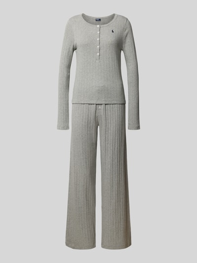 Polo Ralph Lauren Regular Fit Pyjama mit Logo-Stitching Modell 'Pointelle' Hellgrau 1