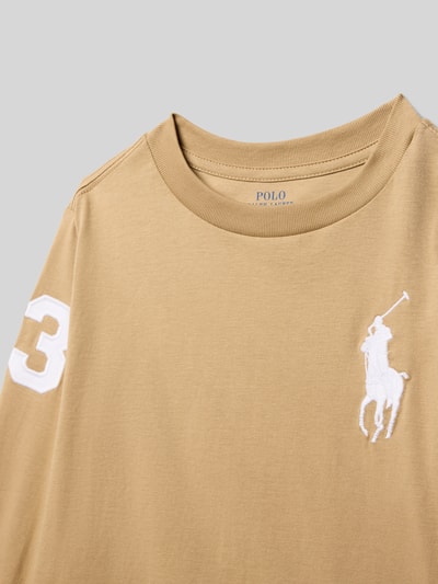 Polo Ralph Lauren Kids Longsleeve mit Label-Stitching und Rundhalsausschnitt Camel 2