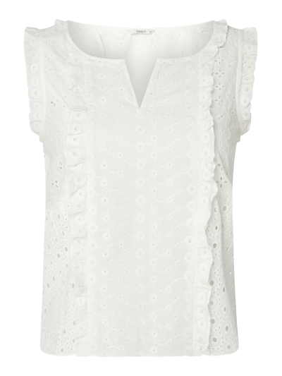 Only Blousetop met broderie anglaise, model 'Amabel' Offwhite - 1