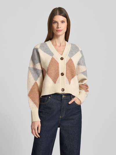 Barbour Boxy fit gebreid jack van wolmix, model 'SILVIA' Offwhite - 4