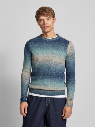 Blend Gebreide pullover met ribboorden Petrol - 4