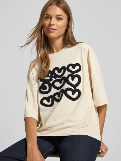 Jake*s Casual Oversized T-Shirt mit Label-Detail Ecru 3