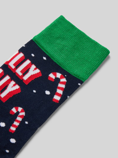 DillySocks Socken mit Motiv-Stitching Modell 'Hipster Holiday' Marine 2