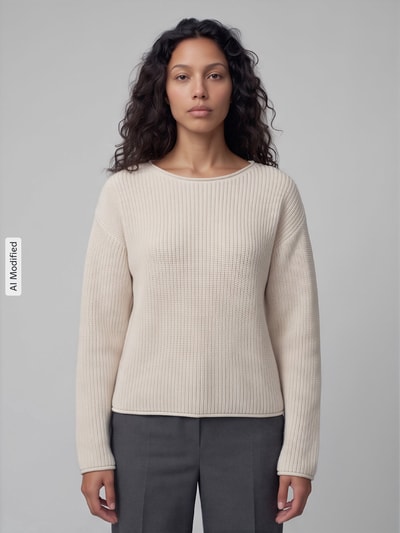s.Oliver RED LABEL Relaxed Fit Strickpullover aus Baumwoll-Mix Offwhite 4