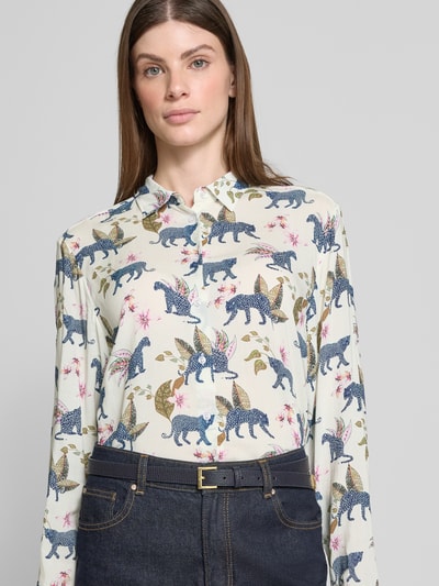 ETERNA Regular Fit Bluse aus Viskose im Allover-Look Offwhite 3