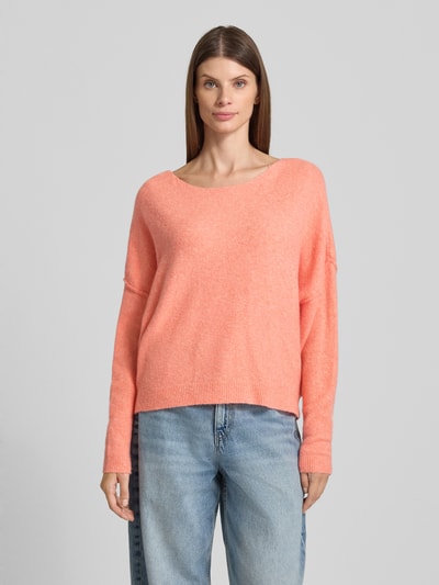 American Vintage Gebreide pullover met boothals, model 'DAMSVILLE' Koraal gemêleerd - 4