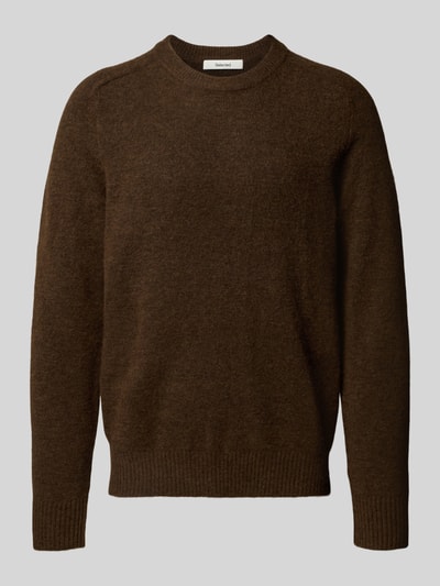 SELECTED HOMME Regular fit gebreide pullover met mix van alpaca en wol, model 'RAI' Chocoladebruin - 2