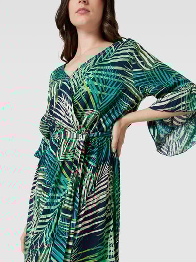 Apricot Maxikleid aus Viskose mit Volantärmeln Marineblau 3