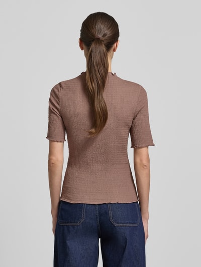Tom Tailor Denim Slim Fit T-Shirt mit Stehkragen Taupe 5