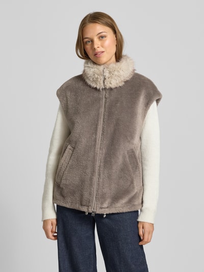 Marc Cain Weste mit Kunstfellbesatz Taupe 4