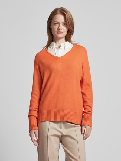 Christian Berg Woman Gebreide pullover met afgeronde V-hals Terracotta gemêleerd - 4