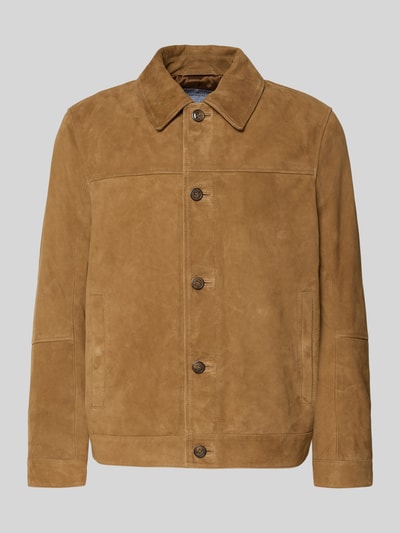 Productfoto, Jacke met zij-steekzakken van MCNEAL in bruin suède-look, recht model, kentkraag, knoopsluiting