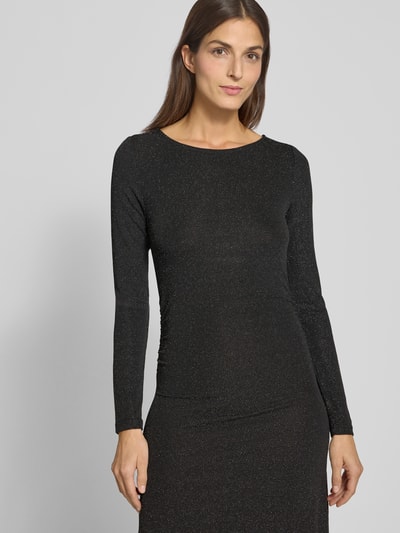 VERO MODA Knielange jurk met effectgaren, model 'KANVA' Zwart - 3