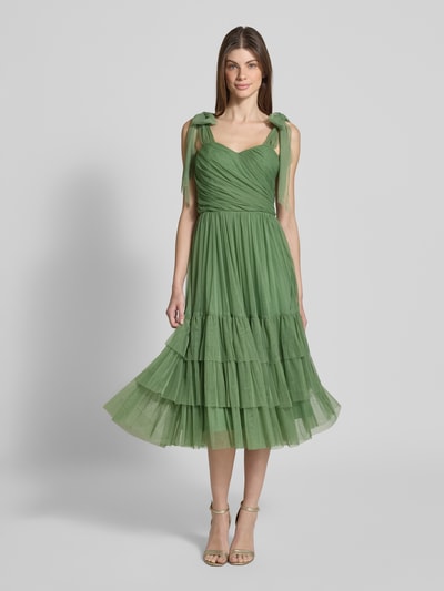 LACE & BEADS Cocktailkleid im Stufen-Look mit Raffungen Gruen 4