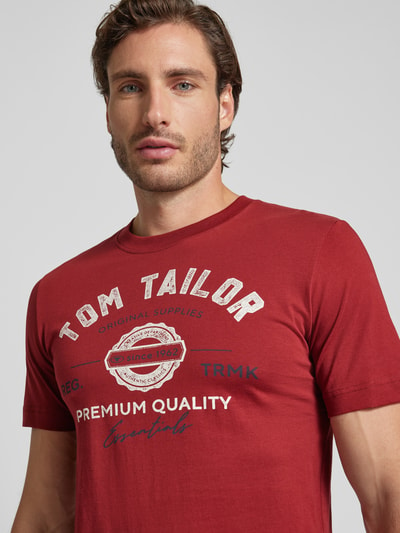 Tom Tailor Herren T-Shirt mit Statement-Print Bordeaux 3