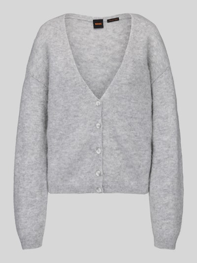 BOSS Orange Relaxe-Fit Strickjacke aus Alpacka-Mix mit Woll-Anteil Modell 'C_Farano' Hellgrau Melange 2