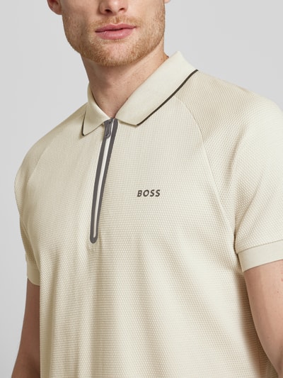 BOSS Green Regular fit poloshirt met structuurmotief, model 'Philix' Beige - 3