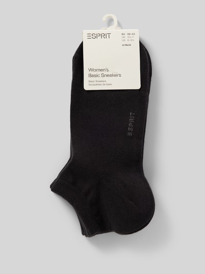 Esprit Sneakersocken mit gerippten Bündchen Modell 'Solid' im 4er-Pack Black 3