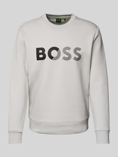 BOSS Green Sweatshirt mit Label-Print Hellgrau 2