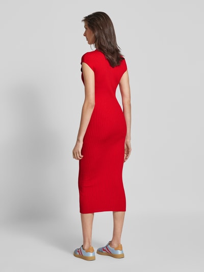 Tommy Hilfiger Midi-jurk in riblook Rood - 5