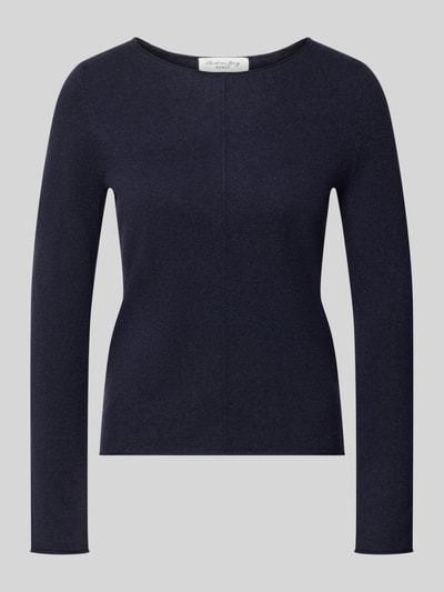 Produktfoto, Regular Fit Strickpullover aus reinem Kaschmir von Christian Berg Woman in Dunkelblau, Rundhalsausschnitt, Ziernaht, Langarm, weiche Textur