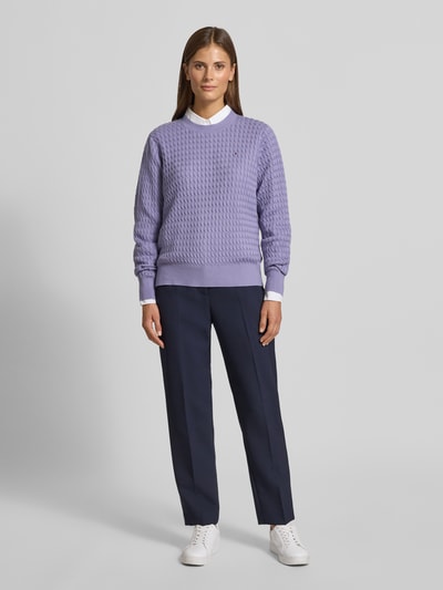 Tommy Hilfiger Regular fit pullover met kabelpatroon Lavendel - 1
