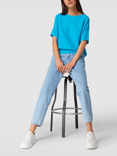 Drykorn Oversized T-shirt in gebreide look, model 'SOMELI' Oceaanblauw - 1