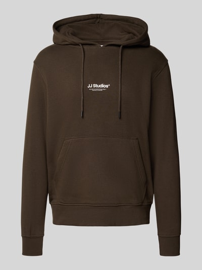 Jack & Jones Hoodie mit Label-Print Modell 'SOHO' Dunkelbraun 2